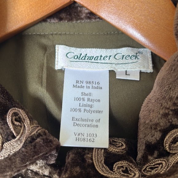 Cold water Creek Brown Crushed Velvet Jacket Size L - Picture 4 of 6